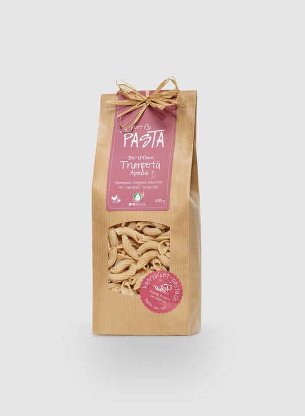 Härzbluet Pasta UrDinkel Trumpetä mit Alpenchili 