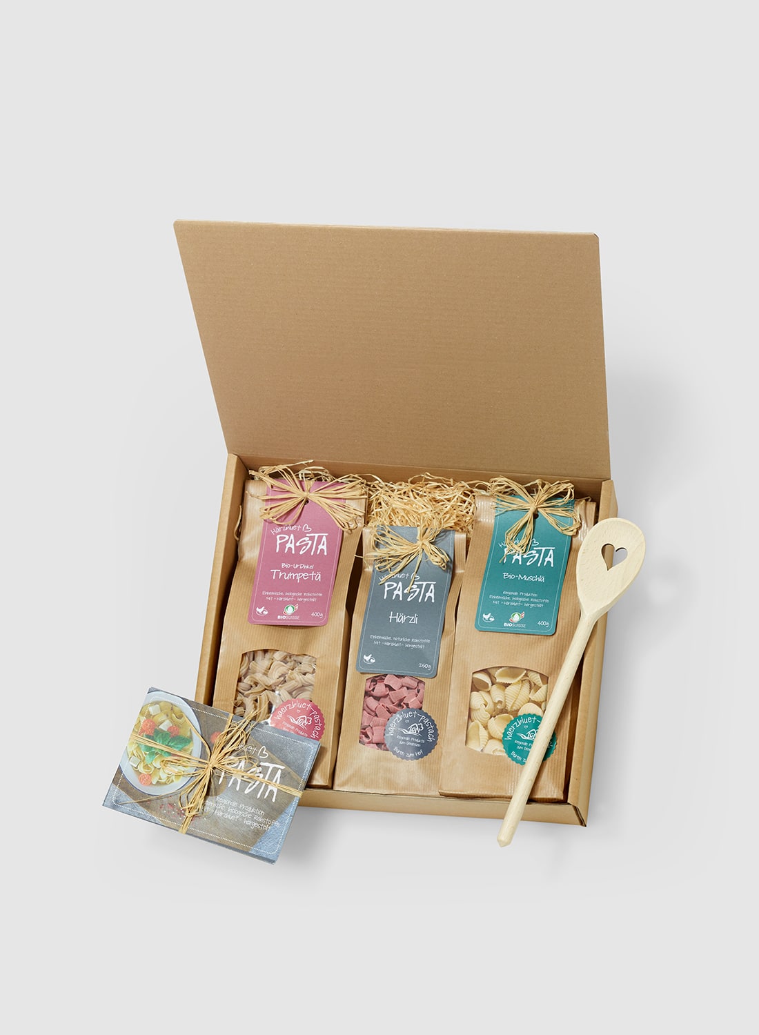 Härzbluet Pasta Geschenk mit drei Varianten Teigwaren